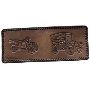Vintage Hand Tooled Leather Stitched Antique Car Wallet